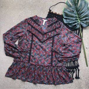 Matilda Jane Floral Print Long Sleeve Blouse Size Small